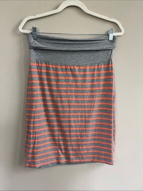 Gap foldover waist striped orange and gray mini/midi skirt size medium
